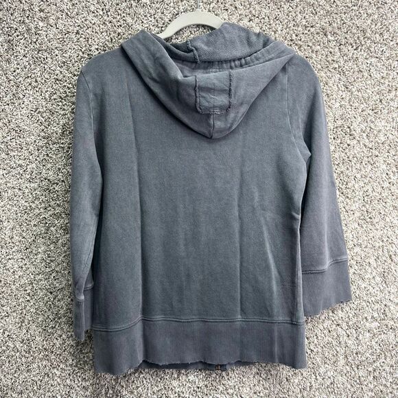Free People Jacket Women’s Large Gray Distressed Zip Up Hooded Shirt NWT - Picture 5 of 6